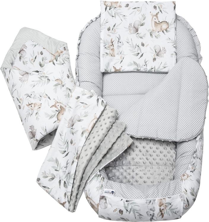 Medi Partners kokon niemowlęcy komplet 5 częściowy szary