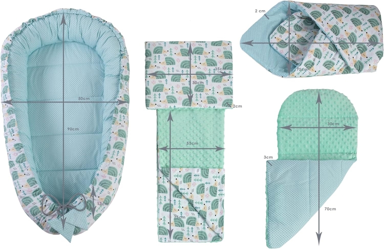 Medi Partners kokon niemowlęcy komplet 5 częściowy turkus