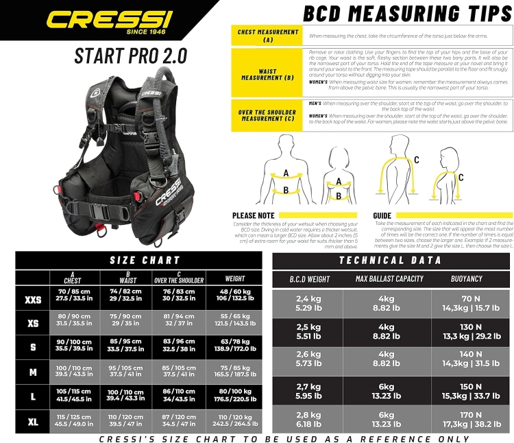Cressi New Start Pro Unisex B.C.'D kompensator wyporności rozm M