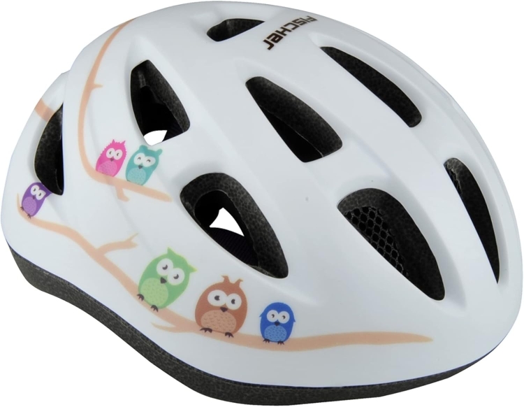 FISCHER Kask rowerowy dla dzieci XS z oświetleniem sowy