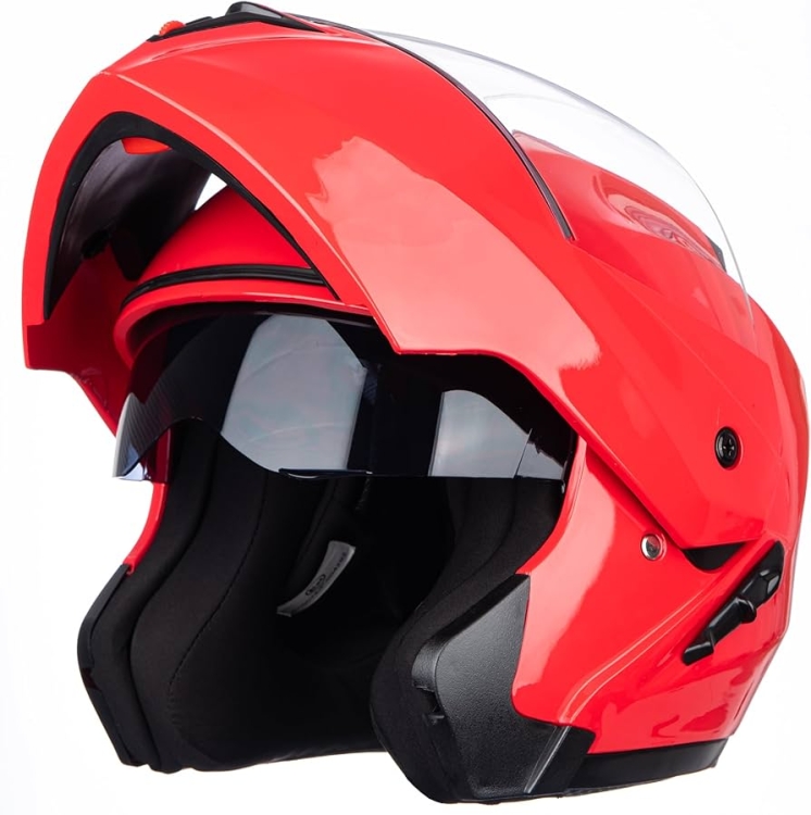 KASK MOTOCYKLOWY JIEKAI Z OSŁONĄ PRZECIWSŁONECZNĄ rozm XXL czerwony