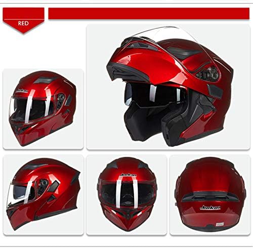 KASK MOTOCYKLOWY JIEKAI Z OSŁONĄ PRZECIWSŁONECZNĄ rozm L czerwony