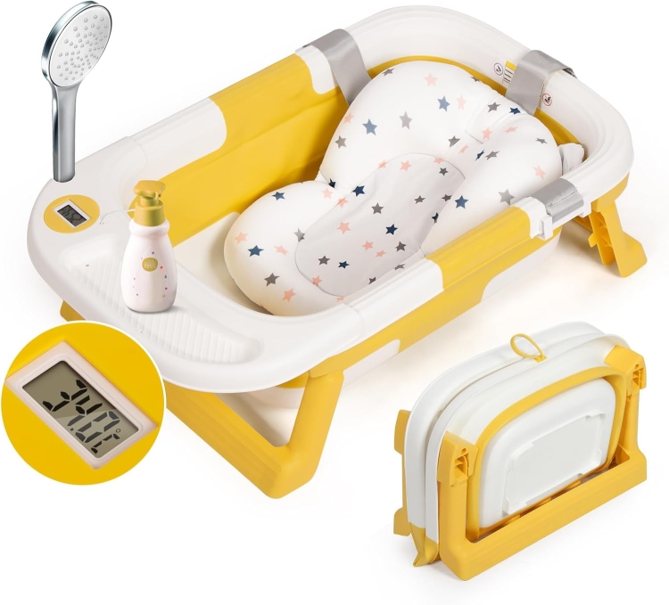 Leogreen turystyczna składana wanienka dla niemowląt z wkładką termometr