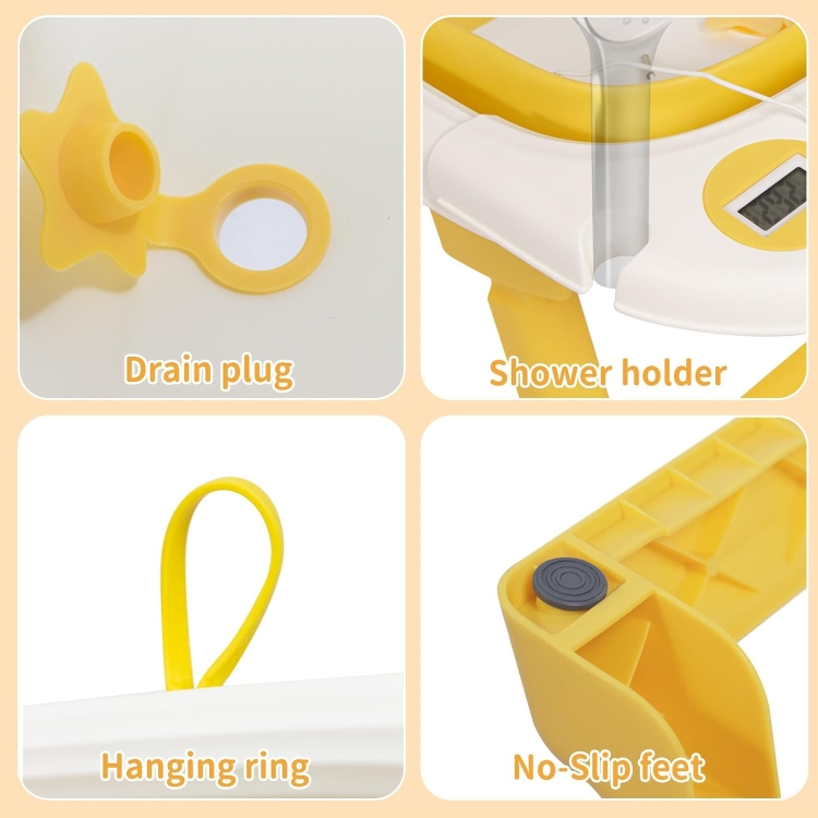 Leogreen turystyczna składana wanienka dla niemowląt z wkładką termometr