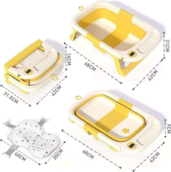 Leogreen turystyczna składana wanienka dla niemowląt z wkładką termometr