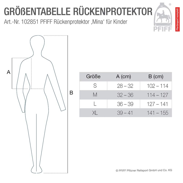 PFIFF 102851 Mina ochraniacz na plecy dla dzieci, rozmiar L kamizelka jeździecka