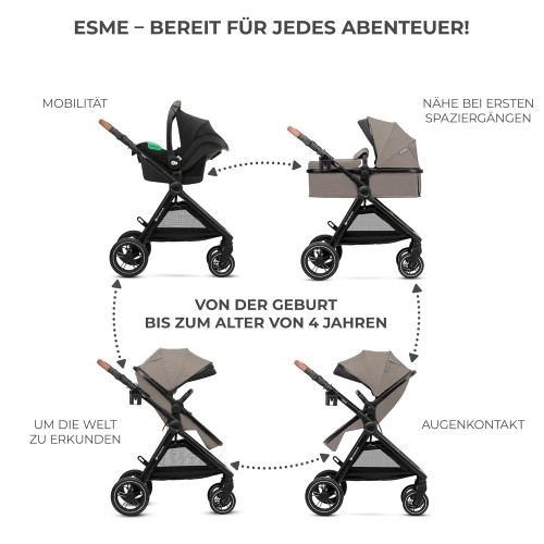 Kinderkraft Esme 3w1 - wózek głęboko-spacerowy z fotelikiem