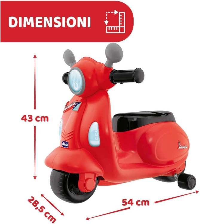 Chicco Motocykl dla Dzieci Czerwony Primavera Vespa jeżdzik 1/3 lata