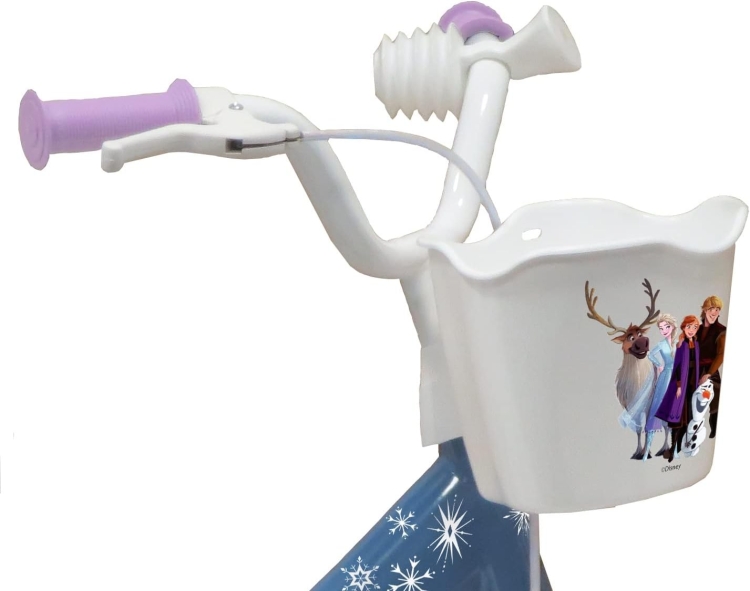 A.T.L.A.S. Velo Disney Frozen Rower dziecięcy 12 cali wyposażony w 1 hamulec, przedni kosz, tylny uchwyt dla lalek, błotnik