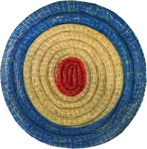Okrągły krążek słomkowy Deluxe – Ø 80 cm | grubość: 8 cm | niebiesko-czerwony, tarcza celująca do łuku i strzały