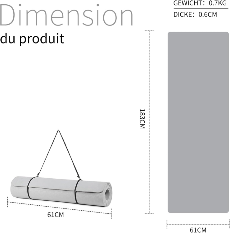 Good Nite Gimnastyka Mata do jogi Fitness Antypoślizgowa 183x61x0,6cm