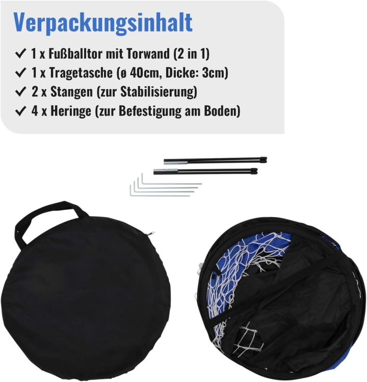 Bramka do piłki nożnej do ogrodu pop-up ze ścianą bramki 120 x 80 cm