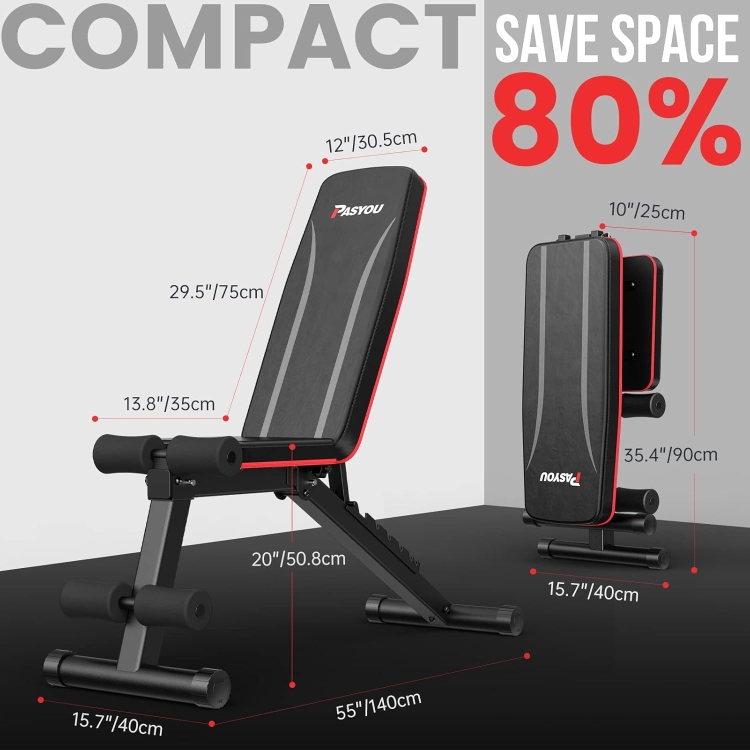 Outlet PASYOU PA300 składana ławeczka do podnoszenia ciężarów, regulowana do 230kg