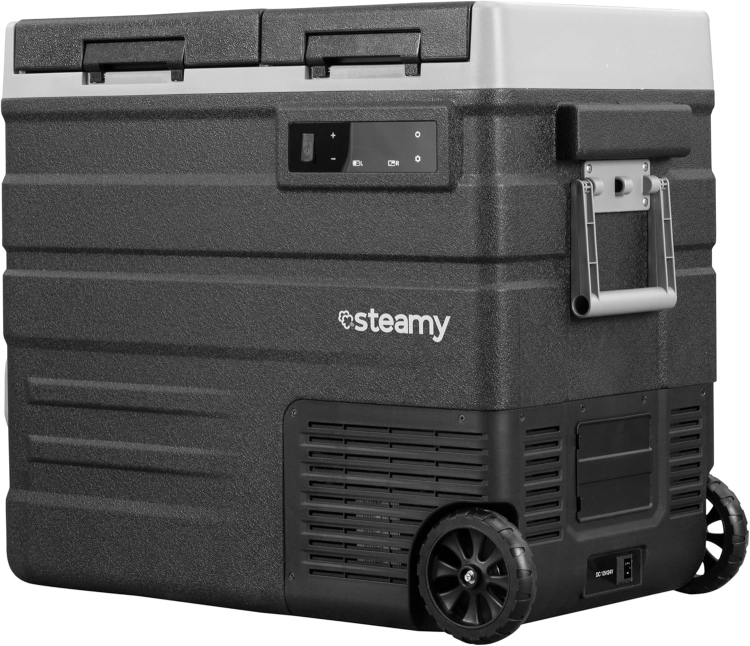 Steamy - E Dual Zone 65 Roller elektryczna lodówka kompresorowa 57 litrów, 12 V/230 V, do utrzymywania ciepła i chłodzenia, na kemping