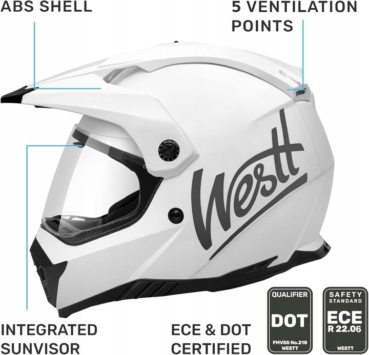 Kask motocyklowy motocrossowy crossowy fullface WESTT rozm. L (59-60cm)