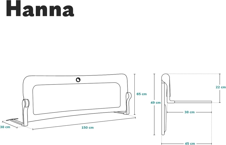Lionelo Barierka Bramka Ochronna Do Łóżka Hanna 150 cmx66 cm