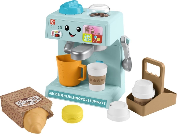 Fisher-Price Zabawka dla małych dzieci Mój zestaw baristy z poziomami nauki i 10 częściami, od 18 miesięcy, wersja wielojęzyczna