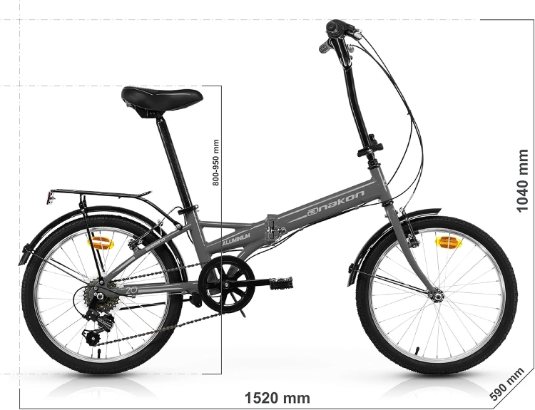 Rower składak ANAKON TENDER 20 " szary składany