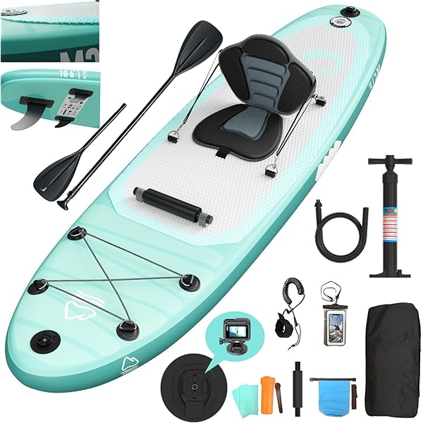 JUMMICO Deska SUP 10,6 do paddleboardingu, 330 cm x 80 cm x 15 cm, nadmuchiwana deska SUP, 2 w 1, z siedziskiem kajakowym