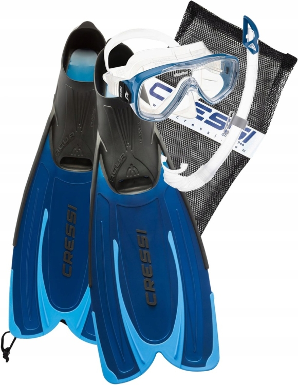 Cressi Unisex-Adult Agua Set Zestawy do snurkowania 37/38 płetwy maska rurka