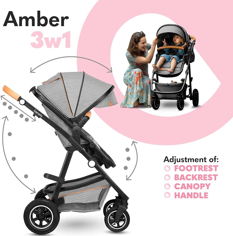 Outlet LIONELO Amber wózek spacerowy wielofunkcyjny 3w1 fotelik