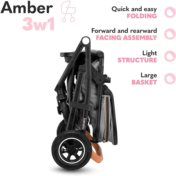Outlet LIONELO Amber wózek spacerowy wielofunkcyjny 3w1 fotelik