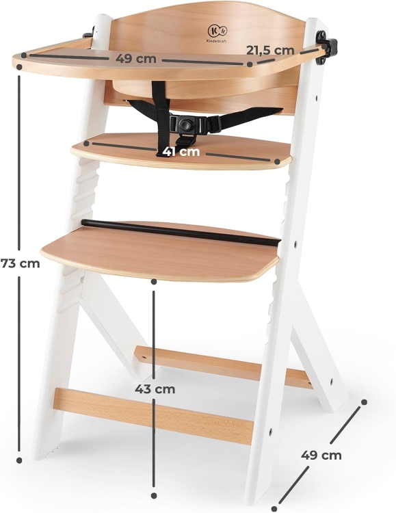 Krzesełko do karmienia drewniane KINDERKRAFT ENOCK 3w1 + stolik