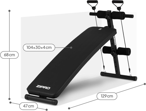 OUTLET Zipro Sit Up Slant ławka do fitnessu z 5-stopniową regulacją oparcia liny do 200 kg