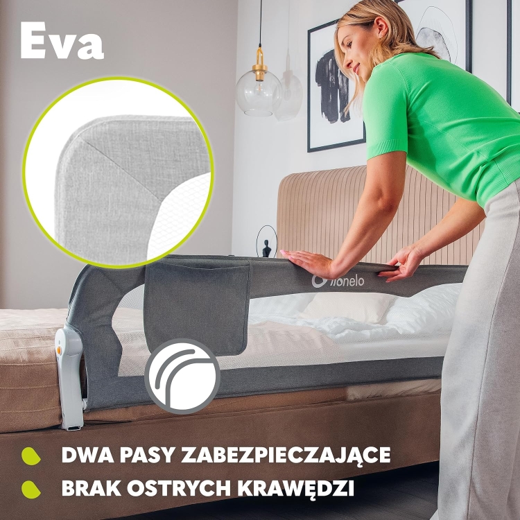 Lionelo Barierka Bramka Ochronna Do Łóżka Eva 150 cmx42 cm