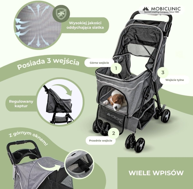 Mobiclinic pets Składany wózek dla psa, Do 15 kg dla Małych psów