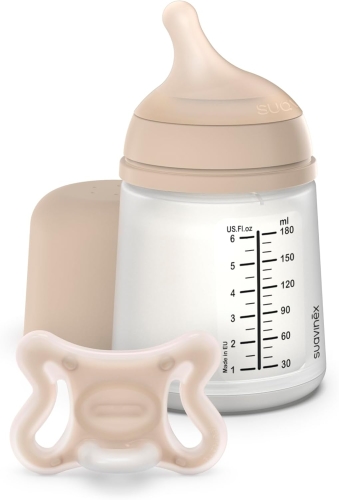 Suavinex, Zestaw startowy Zero Zero, butelka antykolkowa 180 ml ze specjalnym smoczkiem do karmienia piersią + smoczek Zero Zero