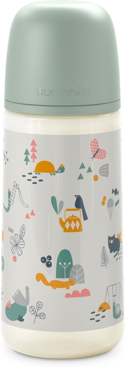 Suavinex Butelka do karmienia 360 ml, symetryczny silikonowy smoczek SX Pro, 6m+