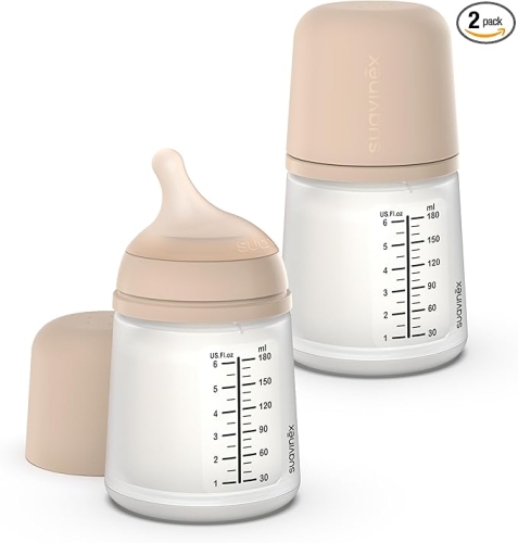 Suavinex, Zero Zero, Zestaw Startowy, butelka, 180ml + smoczek na butelkę, regulowany przepływ + silikonowa torebka, od urodzenia