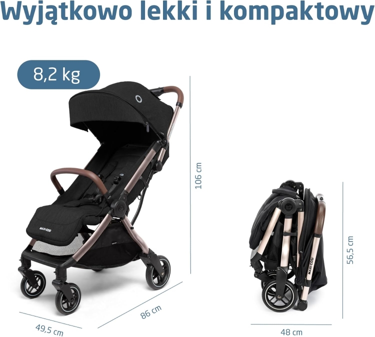 Ekspozycja Maxi-Cosi Eva3 Wózek, 0-4 Lat, 0-22 Kg, Lekki i Kompaktowy Wózek dla Niemowląt