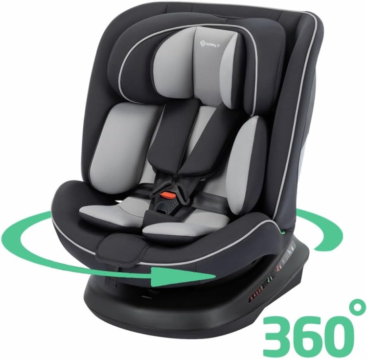 Fotelik Samochodowy Obrotowy Safety 1st Cosmo I-Safe I-Size, 40-150 cm, 0-12 Lat, Montaż na Pas, Czarny