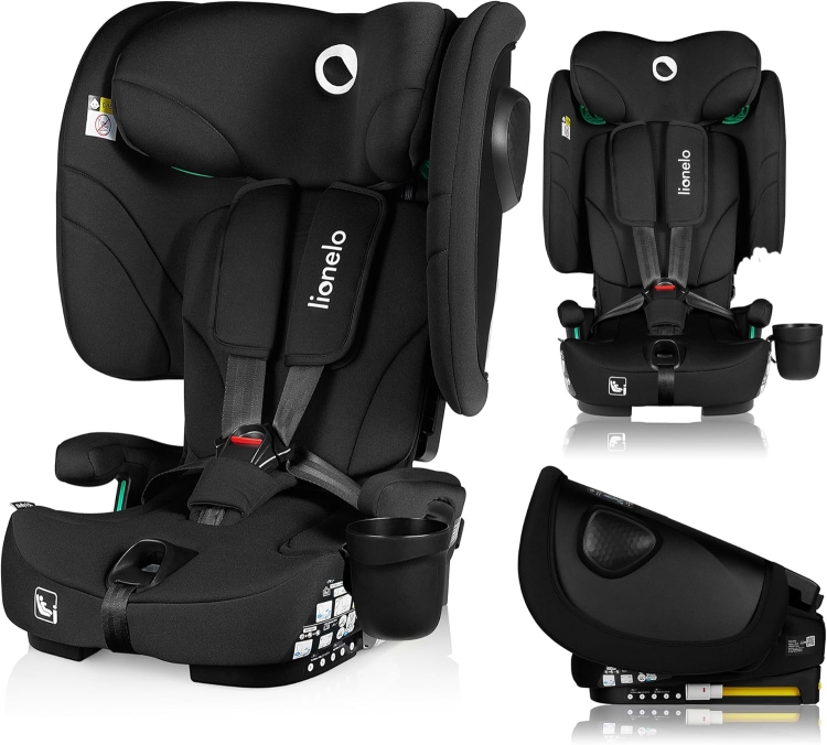 LIONELO Składany fotelik samochodowy Nelly I-Size z ISOFIX dla dzieci ok. 76-150 cm
