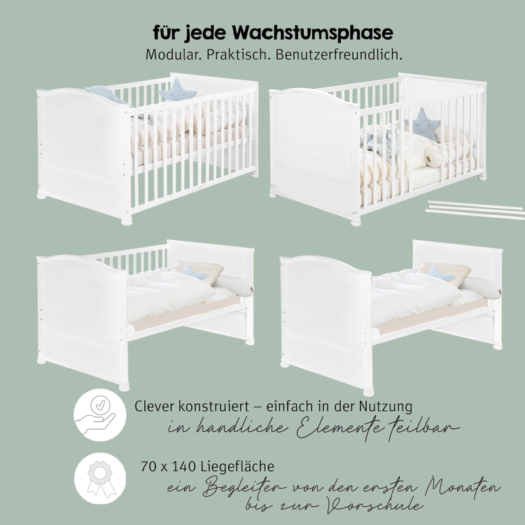 Roba łóżeczko niemowlęce 70x140 drewniane z baldachimem