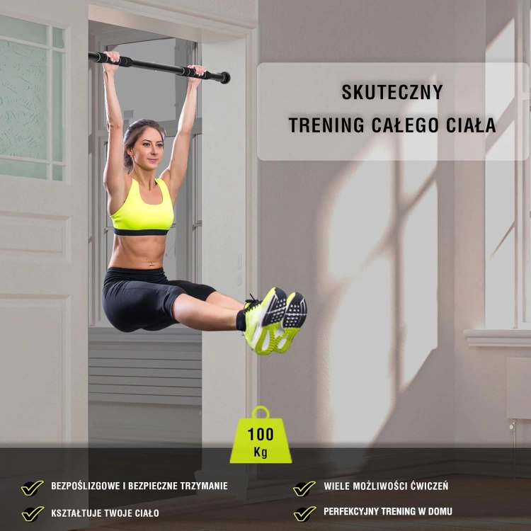 Ultrasport Drążek do podciągania, drążek do drzwi, regulowany od 66,5 cm do 93 cm, montowany bez śrub