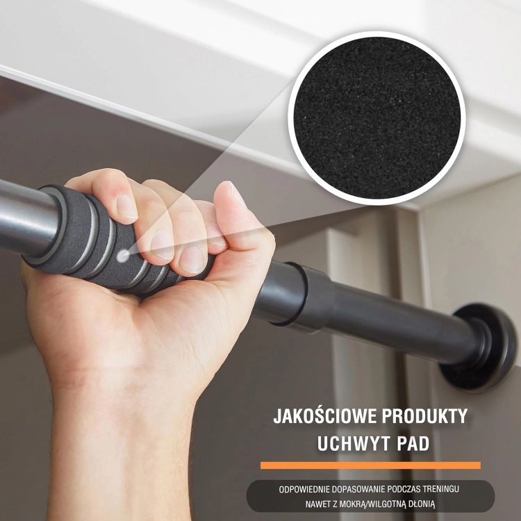 Ultrasport Drążek do podciągania, drążek do drzwi, regulowany od 66,5 cm do 93 cm, montowany bez śrub