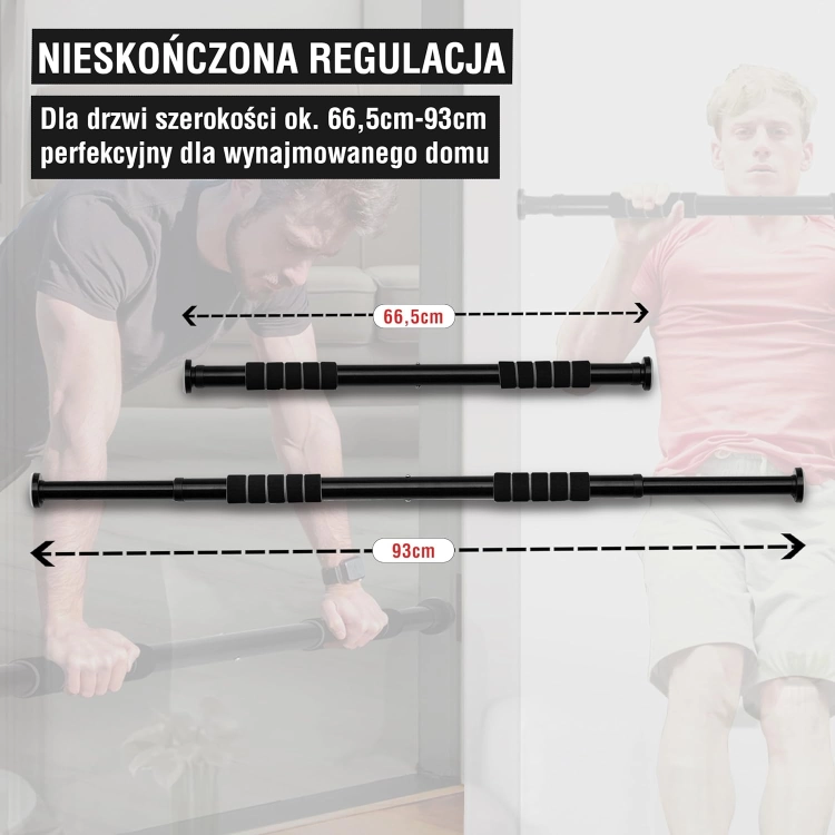 Ultrasport Drążek do podciągania, drążek do drzwi, regulowany od 66,5 cm do 93 cm, montowany bez śrub