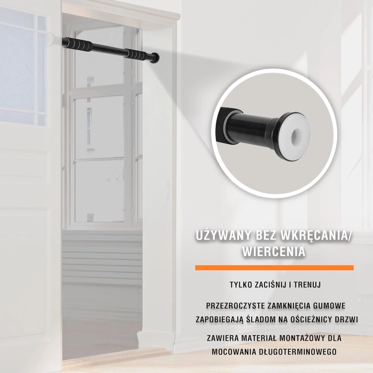 Ultrasport Drążek do podciągania, drążek do drzwi, regulowany od 66,5 cm do 93 cm, montowany bez śrub