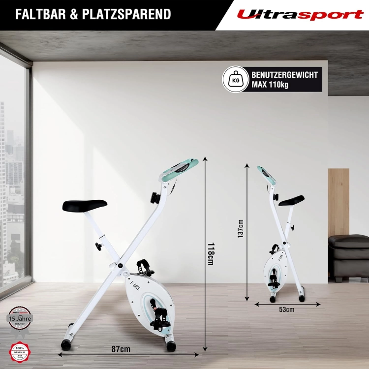 Ultrasport F-Bike, rower treningowy, stacjonarny składany trener domowy, wyświetlacz LCD,