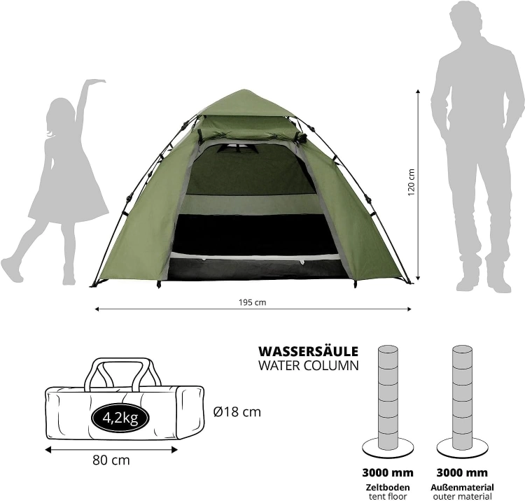 Używany Lumaland Outdoor Pop Up namiot namiot dla 2-3 osób kopułowy namiot samorozkładający