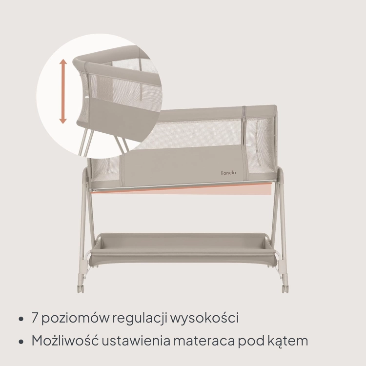 LIONELO ŁÓŻECZKO DOSTAWNE LUNA 2w1 TURYSTYCZNE Dostawka Beige Sand