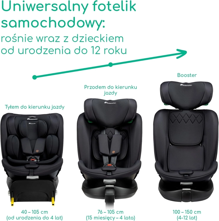 Bebeconfort RevolveFix Plus 360 i-Size, Obrotowy Fotelik Samochodowy 360, 0-12 Lat, 40-150 cm,