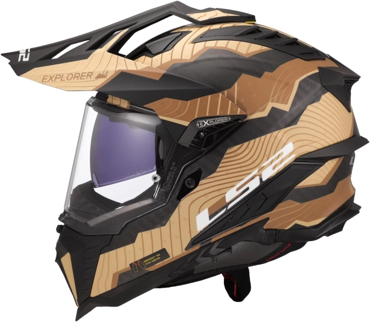 Kask motocyklowy LS2 MX701 EXPLORER C TRICK MATT BROWN/SAND XS