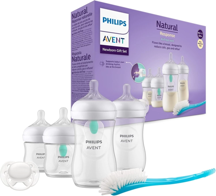 Philips Avent Zestaw butelek Natural z Responsywnym smoczkiem z nakładką antykolkową AirFree 0-12 m