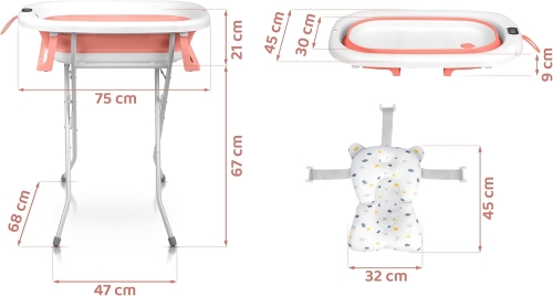 Ricokids Baby wanienka niemowlęca składana na płasko + stojak wkładka zestaw