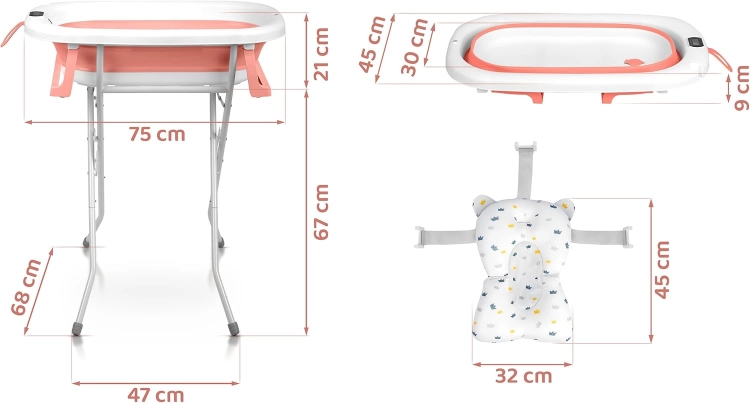 Ricokids Baby wanienka niemowlęca składana na płasko + stojak wkładka zestaw