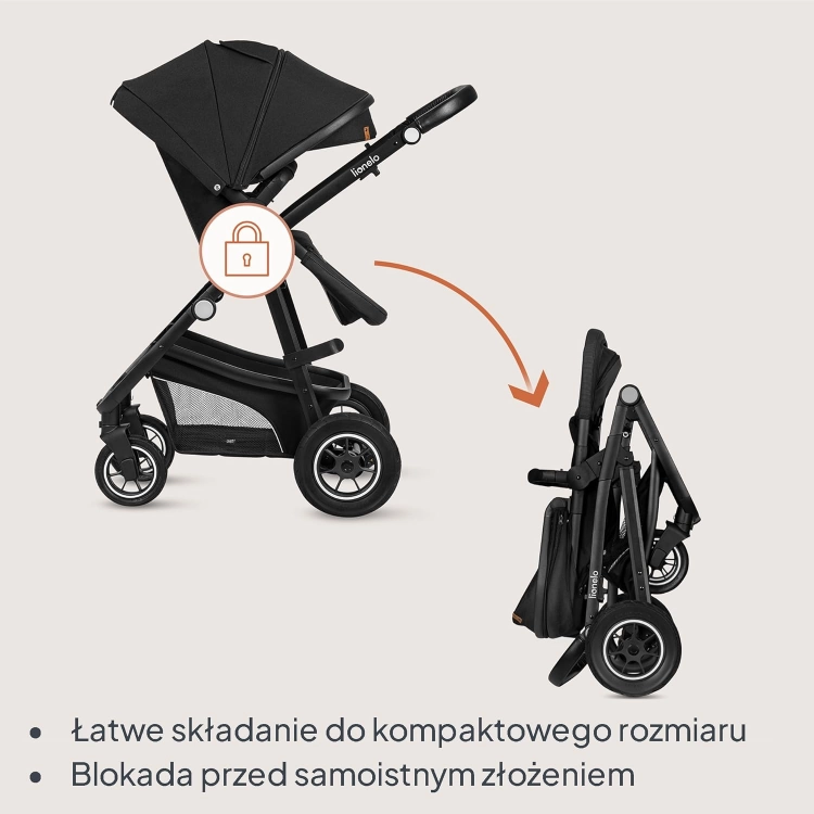 LIONELO BIANKA Wózek Spacerowy Dziecięcy 3 w 1 do 22 kg Gondola Fotelik Samochodowy do 13 kg